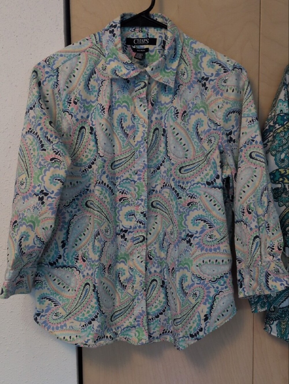 2 Chap's  3/4 Sleeve Blouses - Large, No Iron, All Cotton - Picture 3 of 10
